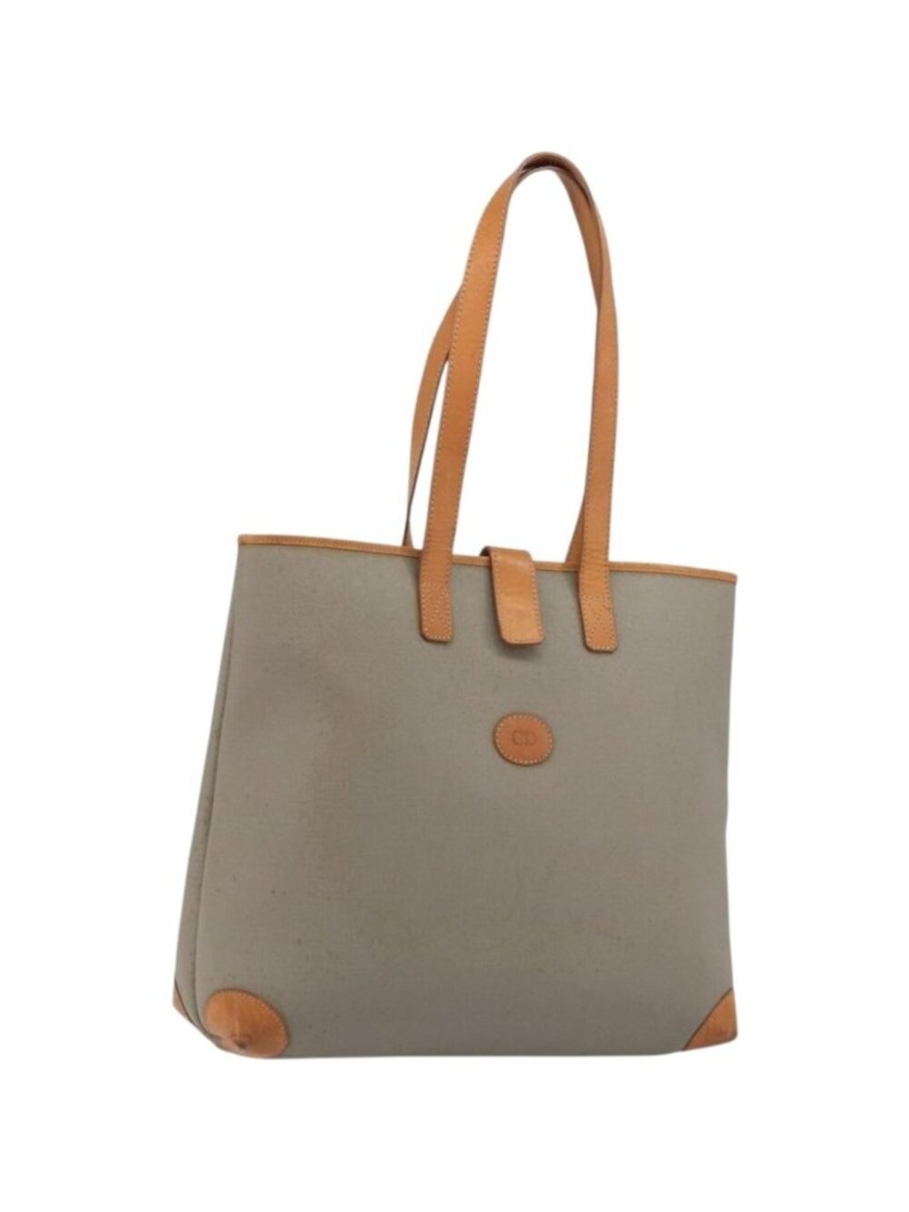 Christian Dior Tote Bag PVC Canvas Gray Gold